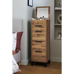 TU MESITA - Tocador Cómoda Rústica Vanity color Marrón 4 cajones