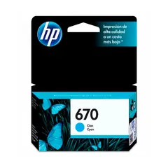 HP - CARTUCHO DE TINTA 670 CIAN 300 PAG PARA INK ADV 3525 PN CZ114AL