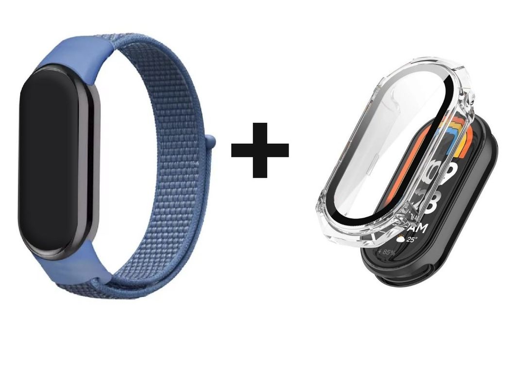 CORREA NYLON + BUMPER PARA XIAOMI BAND 8 AZUL