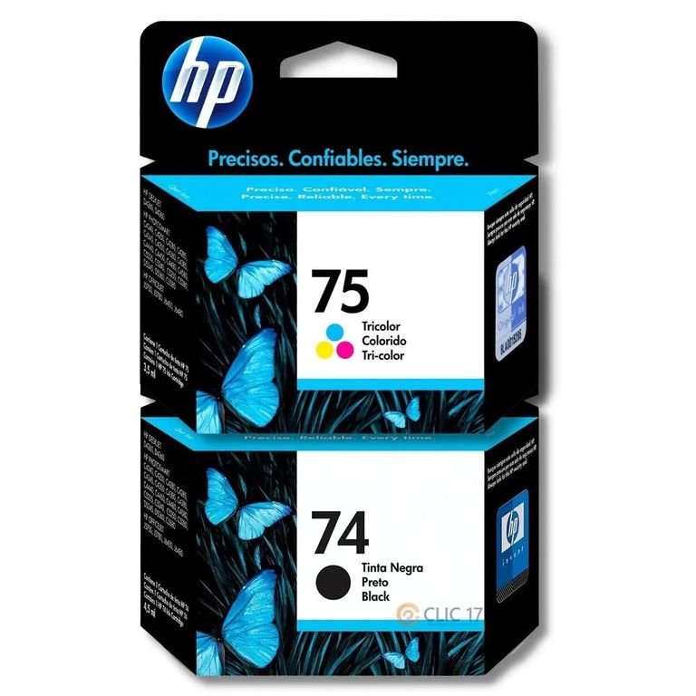 Kit Tinta 74, 75 Negro, Tricolor