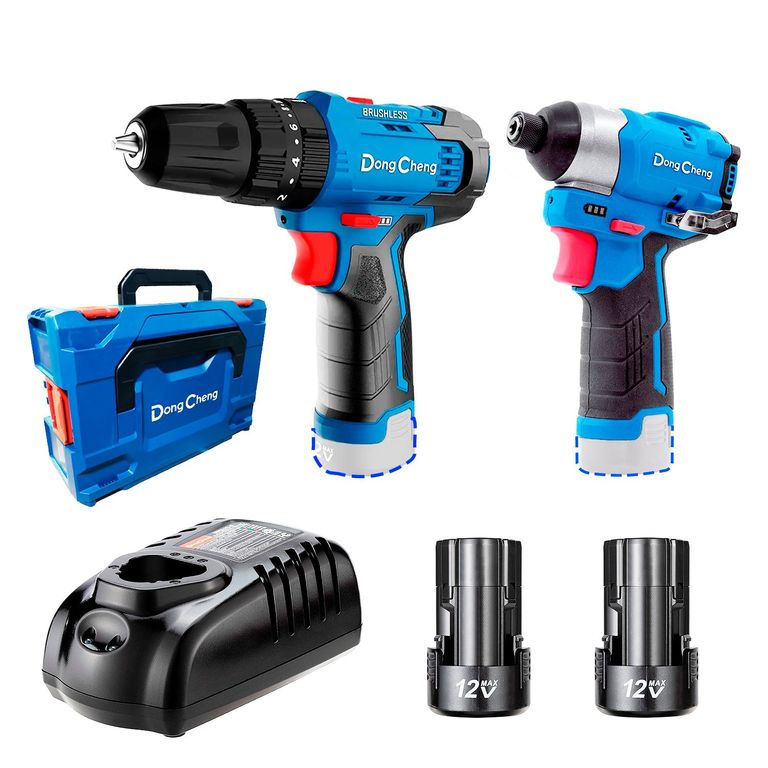 Combo Industrial DCKIT25EK 12V Taladro Percutor + Atornillador Impacto Brushless