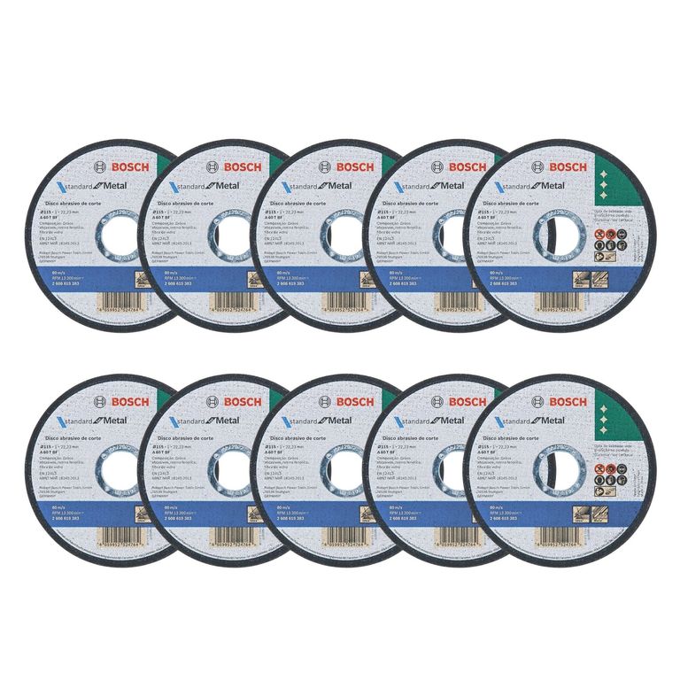 Pack 10 Discos Corte de Metal 4.5 " Standard 115x1mm