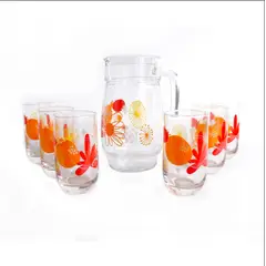 GENERICO - Jarra con vaso juego de 6 vasos y jarra con diseño