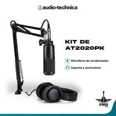 AUDIO TECHNICA - Kit de Micrófono de Condensador AT2020PK