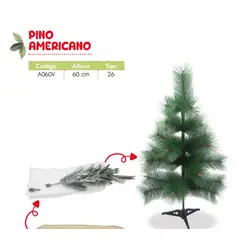GENERICO - Arbol de navidad de 60cm pino americano