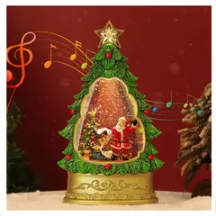 GENERICO - Adorno Navideño Lámpara Musical de Agua Modelo Papa Noel y Árbol