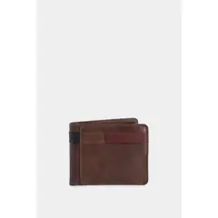 VELEZ - Vélez Billetera De Cuero Leather Contrastes Café