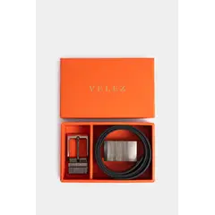 VELEZ - Vélez Kit Cinturón Doble Faz Cuero Hombre Doble Herraje