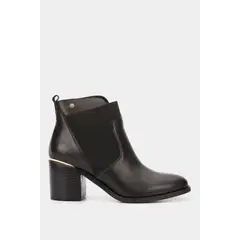 VELEZ - Vélez Botines Tacón Burgos De Cuero Aplique Negro