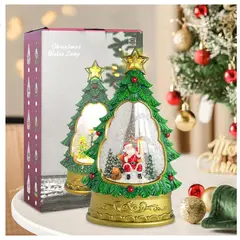 GENERICO - Adorno Navideño Lámpara Musical de Agua Modelo Papa Noel y Ciervo