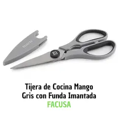 FACUSA - Tijera de Cocina Mango Gris con Funda Imantada