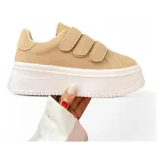 GENERICO - Zapatilla Casual Mujer Tres Pegapegas 2086L-52 Color Beige