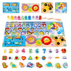 GENERICO - Tablero didáctico montesoori 8 en 1 para niños