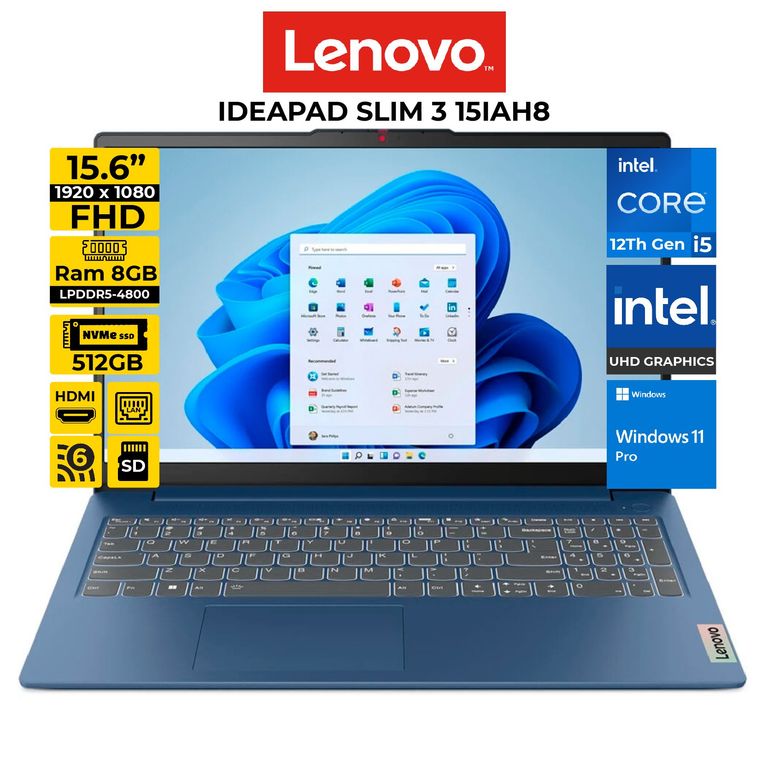 IDEAPAD SLIM 15IAH8 i5-1245H Pantalla 156 FHD 8GB 512GB Windows 11Pro