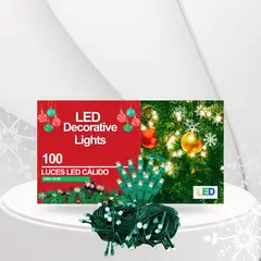 GENERICO - Tira de 100 Luces LED Navideñas CÁLIDA