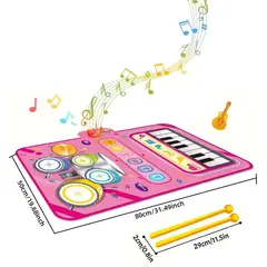 GENERICO - Juguete para bebes Alfombra Musical Piano y Batería Rosado