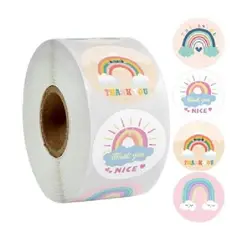 GENERICO - 100 stickers en rollo arcoiris 2