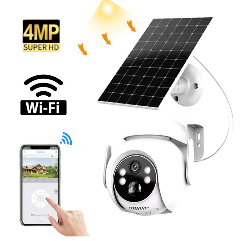 Cámara De Seguridad IP con Panel Solar PTZ Exterior Vision Noctura Inflarrojo