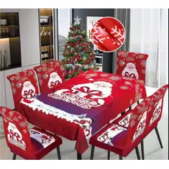 GENERICO - Mantel Navideño + 06 Forros Funda De Silla / NAVIDAD