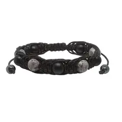 LUCYANA JOYAS Y ACCESORIOS - Pulsera Hombre Mujer Unisex Cuarzo Ónix negro y Jaspe - Joyas Lucyana