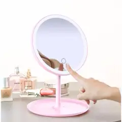 GENERICO - ESPEJO CIRCULAR CON LUZ Led Color Rosa