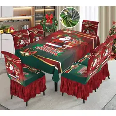 GENERICO - Mantel Navideño + 06 Forros Funda De Silla / NAVIDAD