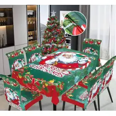GENERICO - Mantel Navideño + 06 Forros Funda De Silla / NAVIDAD