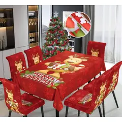 GENERICO - Mantel Navideño + 06 Forros Funda De Silla / NAVIDAD