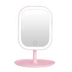 GENERICO - Espejo Led Tactil Cuadrado con Luz Regulable Color Rosa