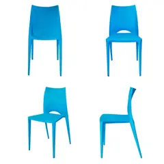 ARKIMUEBLES - Silla de polipropileno modelo Valerie celeste - set x 4 sillas