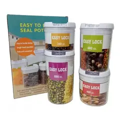 GENERICO - Set 4 contenedores o recipientes herméticos de acrilico transparente