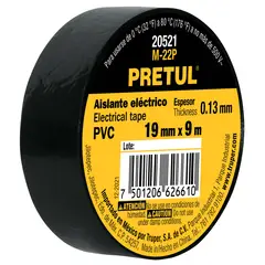 PRETUL - Cinta Aislante 19mm x 9m Negro 20521 Pretul