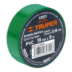 TRUPER - Cinta Aislante 19mm x 9m Verde 13511 Truper