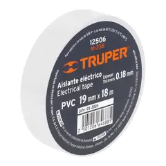 TRUPER - Cinta Aislante 19mm x 18m Blanco 12506 Truper