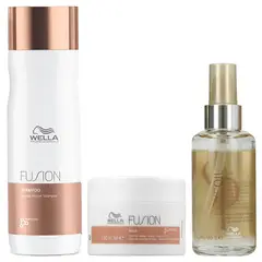 WELLA - Shampoo Reparador 250ml + Mascarilla 150ml + Elixir 100ml Fusion