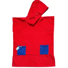 RED CARROT - Toalla poncho rojo con bolsillos azulinos