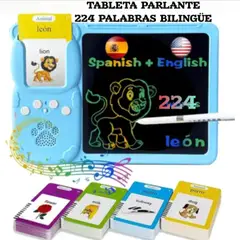 OEM - Tableta montessori Parlante 224 palabras bilingüe recargable celeste