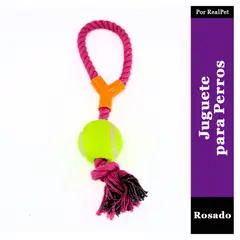 MARCA - Cuerda con Pelota Tennis para Perro Rosado