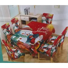 GENERICO - Mantel Navideño + 06 Forros Funda De Silla / NAVIDAD