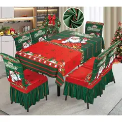 GENERICO - Mantel Navideño + 06 Forros Funda De Silla / NAVIDAD