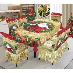 GENERICO - Mantel Navideño + 06 Forros Funda De Silla / NAVIDAD