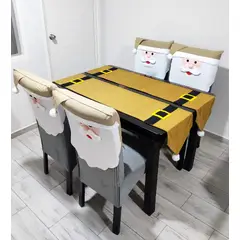 GENERICO - Camino de mesa Navideño y fundas para 4 sillas