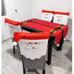 GENERICO - Camino de mesa Navideño y fundas para 4 sillas