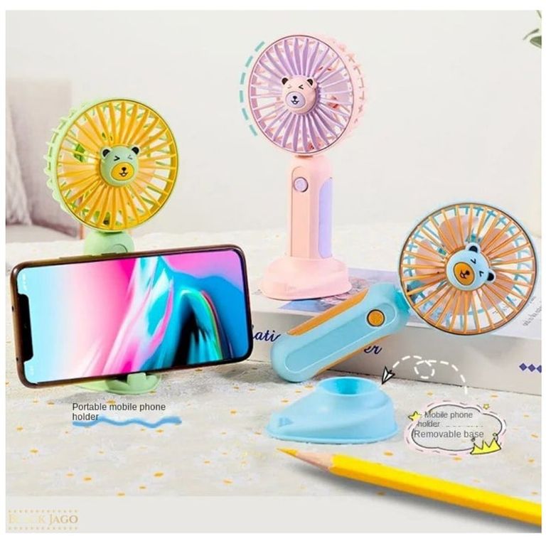 VENTILADOR PORTATIL KAWAI USB PORTA CELULAR ROSADO