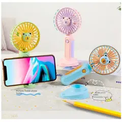 OEM - VENTILADOR PORTATIL KAWAI USB PORTA CELULAR ROSADO