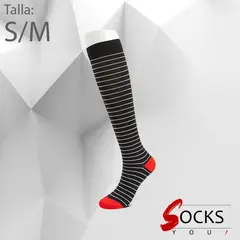 GENERICO - Medias de Compresión 20-30mmhg anti varices - Rayada Negro y Rojo