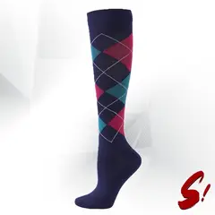 GENERICO - Medias de Compresión 20-30mmhg anti varices - Rombos Celeste Rojo