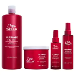 WELLA - Shampoo 1000ml + Acondicionador + Miracle+ Spray Ultimate Repair