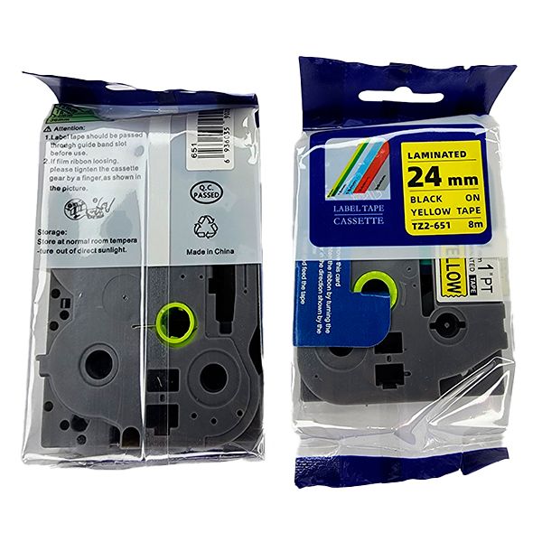 CINTA COMPATIBLE BROTHER TZ2-651-24MM NEGRO SOBRE AMARILLO