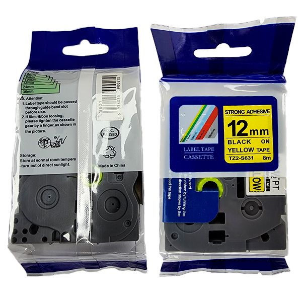 CINTA BROTHER COMPATIBLE TZ2-631 12MM NEGRO SOBRE AMARILLO